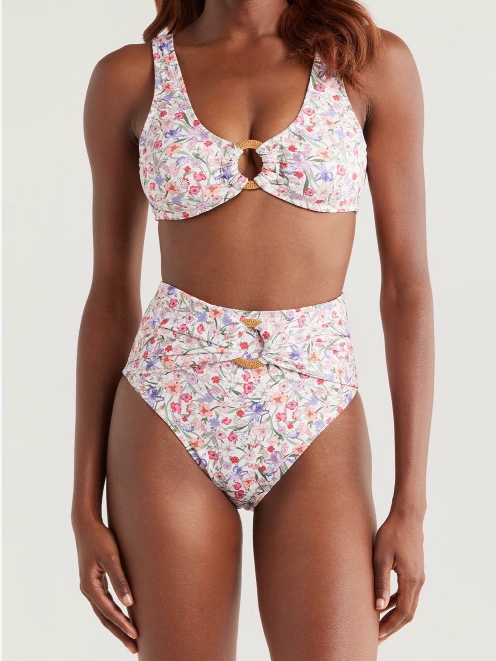 Hutch Floral High-Waist Bikini Bottoms L - Picture 3 of 6